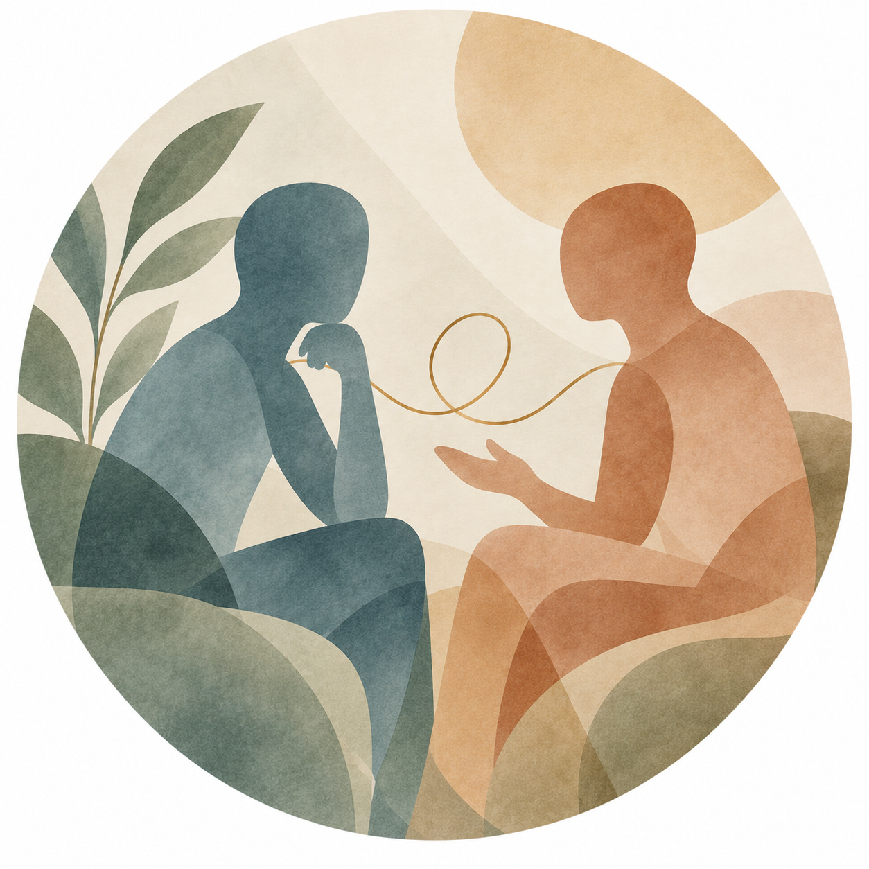 Illustration eines therapeutischen Gesprächs in der Psychotherapie in Mank